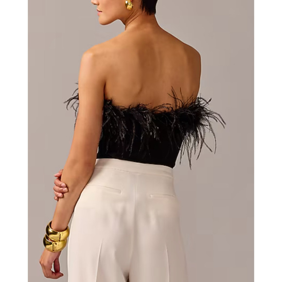 NWT J. Crew x Anna October Feather Strapless Top 18 Blouse Black BW734 J.Crew - Picture 5 of 7